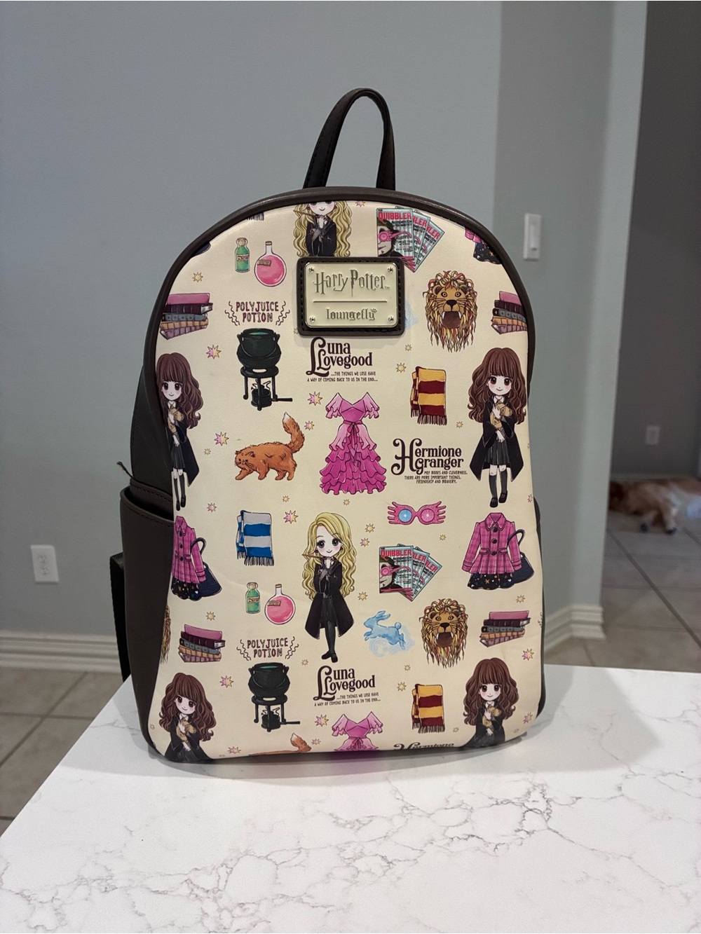 Loungefly Cream Harry Potter Character Print Backpack